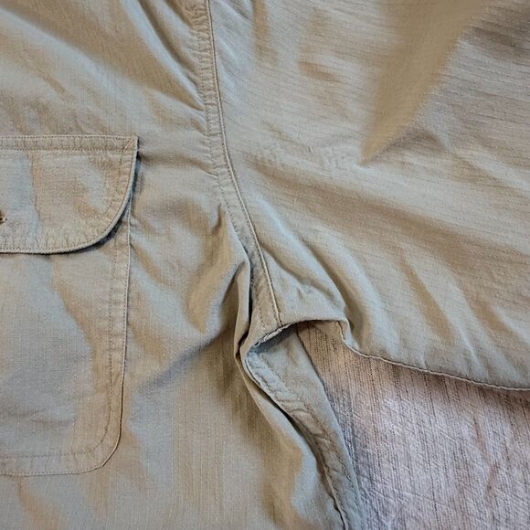 Vintage LL Bean Button Up Shirt Mens Medium Light Khaki Ripstop Outdoors *Flaw - Picture 6 of 16
